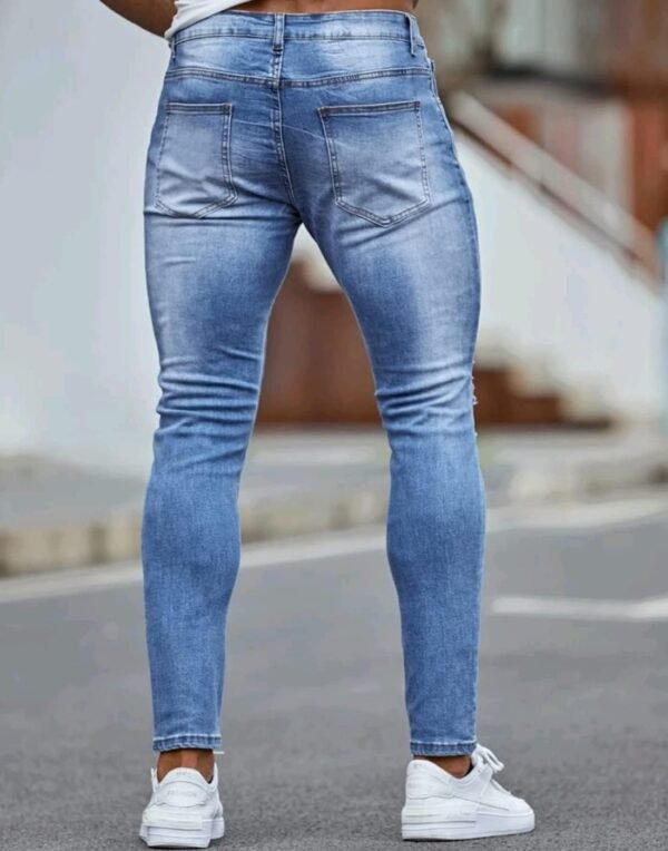 HUNGSON Men's Ripped Skinny Jeans Stretchy Slim Fit Jeans Pants for Men - Image 4