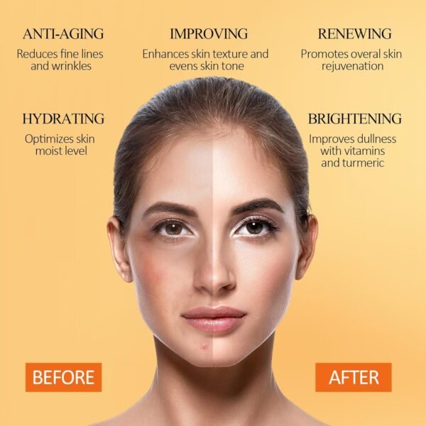 Vitamin C Face Mask with Kaolin Clay and Turmeric for Dark Spots, Dull Skin, Skincare Facial Mask for Controlling Oil and Refining Pores 5.29 Oz - Image 5