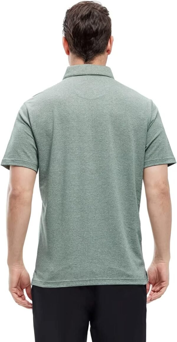 VEBOON Men's Polo Shirts Long and Short Sleeve Cotton Blend Heather Moisture Wicking Casual Collared Shirts - Image 3
