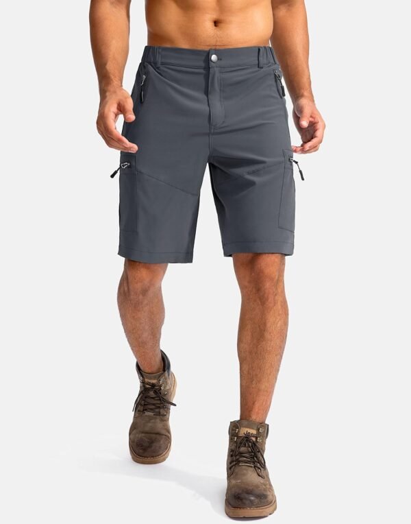 Pudolla Men's Hiking Cargo Shorts 9" Lightweight Outdoor Work Shorts for Men Travel Golf Camping Casual with 5 Zipper Pockets - Image 2