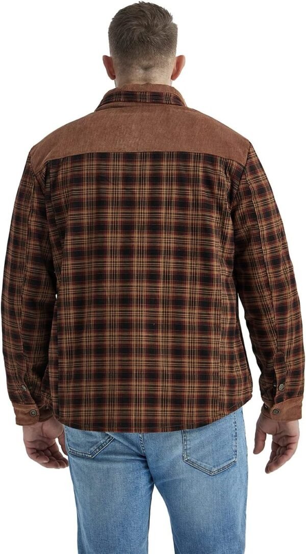 Haellun Men's Long Sleeve Sherpa Lined Shirt Jacket Flannel Plaid Fleece Coats - Image 4
