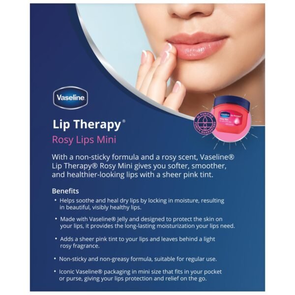 Vaseline Lip Therapy Rosy Lips 6-Pack – Mini Lip Balms for Soft, Deliciously Kissable Lips, Premium Gift Set, 0.25 Oz Ea - Image 3