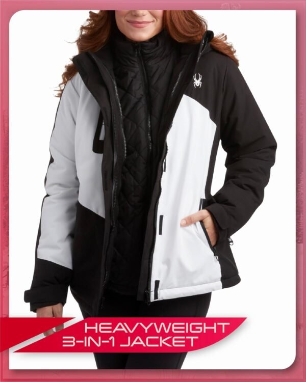Spyder Women's Snow Ski Jacket - 3 Looks in 1 Insulated Puffer to Sherpa Fur Reversible Inner Winter Jackets for Women (S-XL) - Image 6