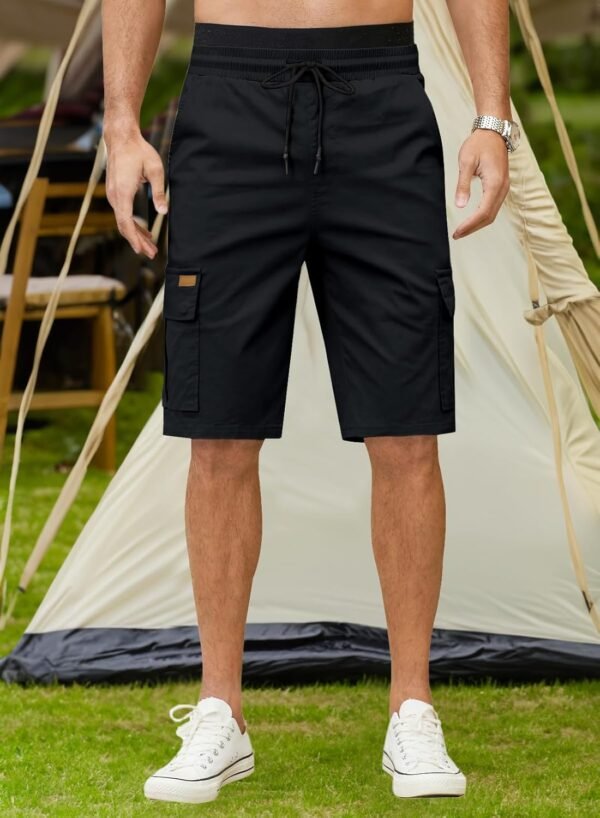 JMIERR Mens Casual Twill Cargo Shorts Cotton Drawstring Classic Cargo Stretch Short with 6 Pockets - Image 2