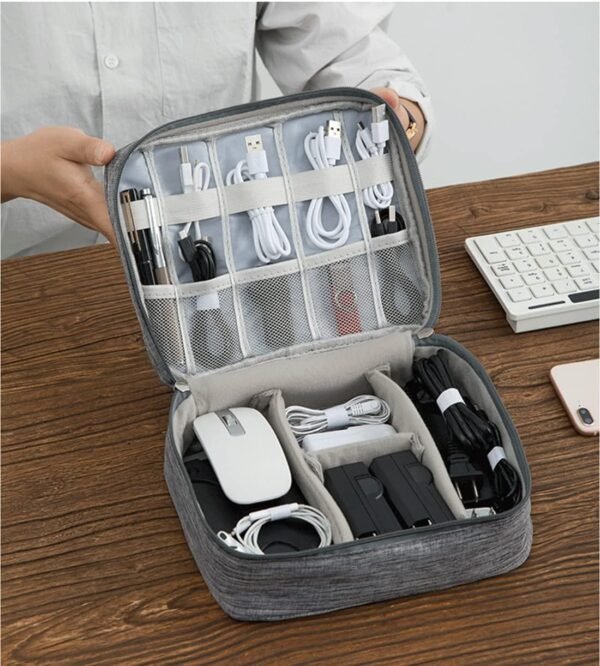 navor Electronics & Beauty Travel Organizer - Pouch for Cosmetics, Cord & Electronic Accessories - Waterproof & Impact Resistant Tech Organizer - for Phone Power Bank Memory Card -Black - Image 3