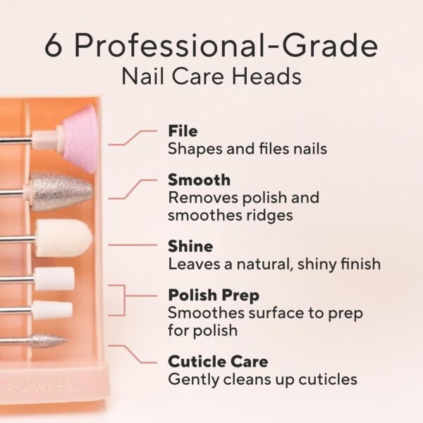 Finishing Touch Flawless Salon Nails Kit, Electronic Nail File and Full Manicure and Pedicure Tool - Image 6