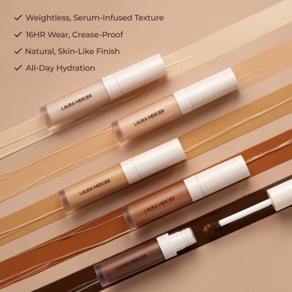 Laura Mercier Real Flawless Weightless Perfecting Serum Concealer, Long-Lasting, Waterproof, & Crease-Proof Wear, Buildable Coverage, Oil-Free - Image 5