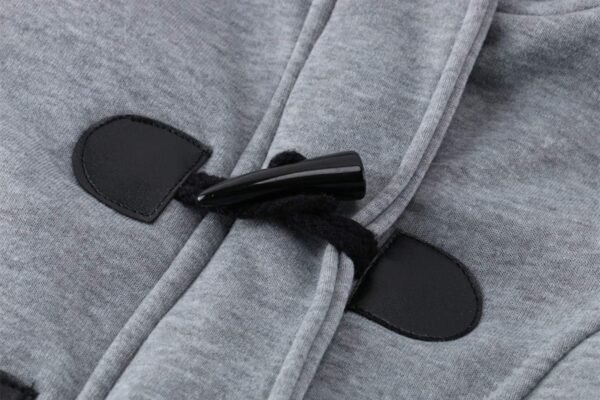 JiangWu Womens Fashion Horn Button Fleece Thicken Coat with Hood Winter Warm Jacket - Image 4
