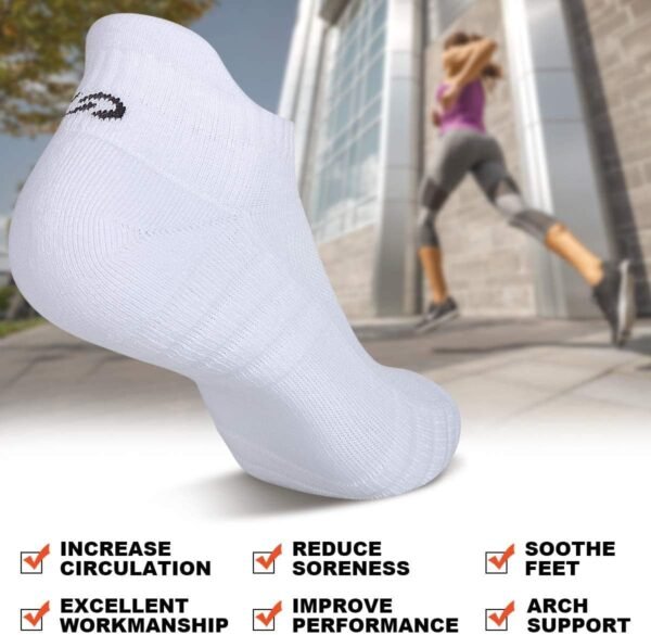 Lapulas Athletic Running Ankle Socks, Low Cut Cushioned Anti-Blister Tab Sports Socks Men Women 6Pairs - Image 6