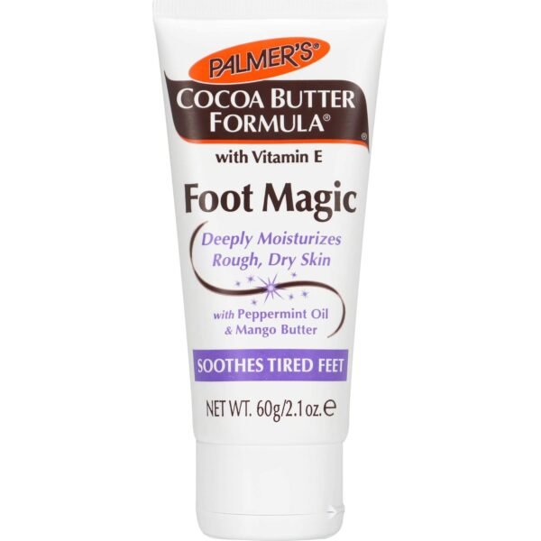 Palmer's Cocoa Butter Formula Foot Magic Moisturizing Foot Cream for Dry, Cracked Heels, Feet Moisturizer with Peppermint Oil & Vitamin E, 2.1 Ounces
