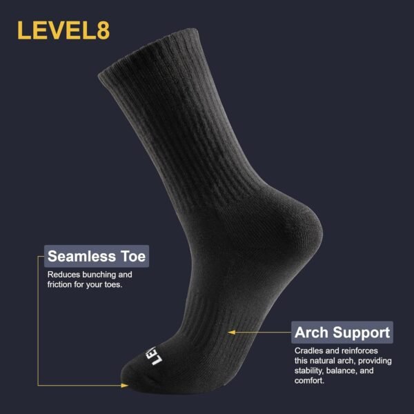 LEVEL8 Mens Work Crew Socks, Comfy Mid Calf Dress Socks, Moisture Wicking, Running and Exercise, 6 Pairs - Image 4