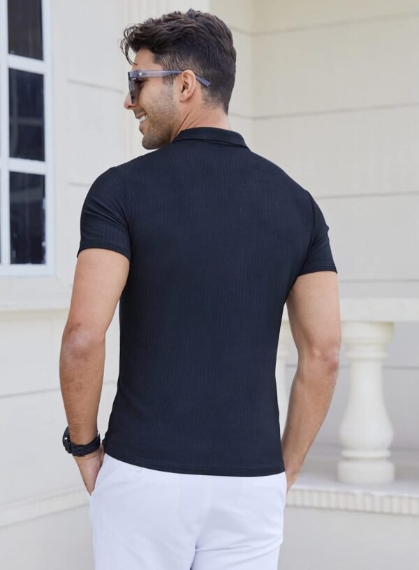 KESIHAN Men's Muscle Polo Shirts Shorts Sleeve Casual Slim Fit Workout Business Golf Shirt - Image 4