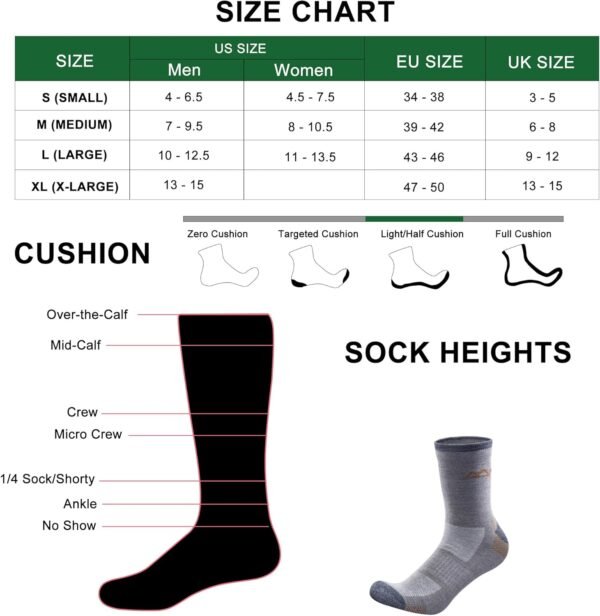 innotree 3 Pack Merino Wool Hiking Socks, Anti Blister Cushioned Micro Crew Socks for Men & Women, Outdoor Thermal Socks - Image 4