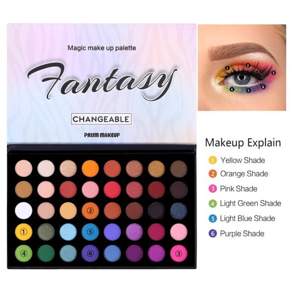 Highly Pigmented Eye Makeup Palette, Matte Shimmer Metallic Eyeshadow Pallet Long Lasting Blendable Natural Colors Make Up Eye Shadows Cosmetics Gift Kit - Image 5