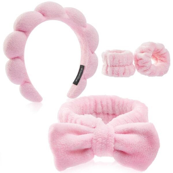 Headbands for Women - Spa Headband and Wristband Set - Headband for Washing Face,Facial Mask,Makeup and Skin Care,Gifts for Women and Teen Girl Gifts Trendy Stuff