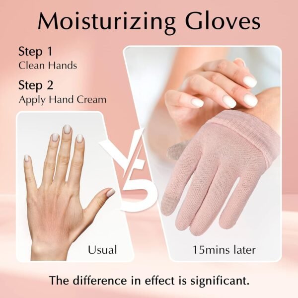 Evridwear Beauty Cotton Gloves with Touchscreen Fingers for SPA, Eczema, Dry Hands, Hand Care, Day and Night Moisturizing, (2 Pair S/M, Feather Weight Pink Color) - Image 2