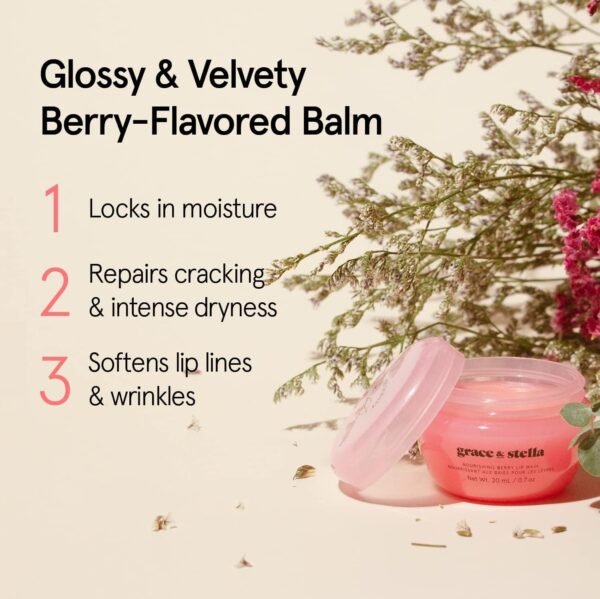 Grace & Stella Award Winning Lip Plumper Nourishing Berry Lip Mask - Lip Balm Hydrating - Lip Moisturizer For Very Dry Lips - Overnight Lip Mask & Lip Treatment & Lip Sleeping Mask - Vegan - Image 5