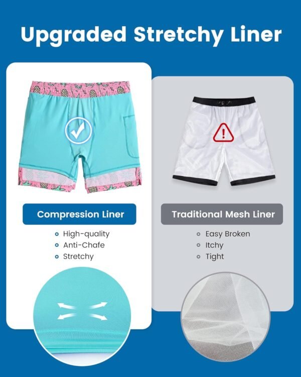 maamgic 2 in 1 Mens Swim Trunks 7 Inch Swim Shorts Swim Suits Board Shorts - Image 3