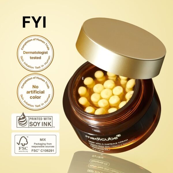 Medicube Deep Vitamin C Golden Capsule Face Moisturizer - Liposome Capsules For Wrinkles, Skin Radiance - Transparent Gel for Glow Hydration - Korean Skin Care 1.94 oz - Image 3