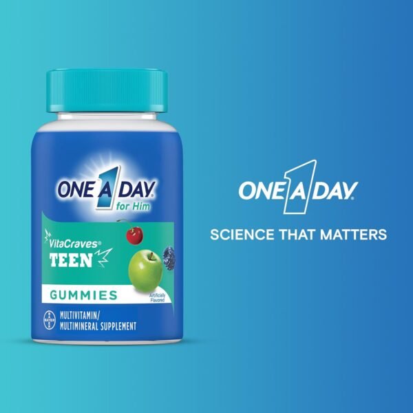 One A Day Teen for Him Multivitamin Gummies, Gummy Multivitamins with Vitamin A, C, D, E and Zinc for Immune Health Support, Physical Energy & More, 150 Count - Image 6