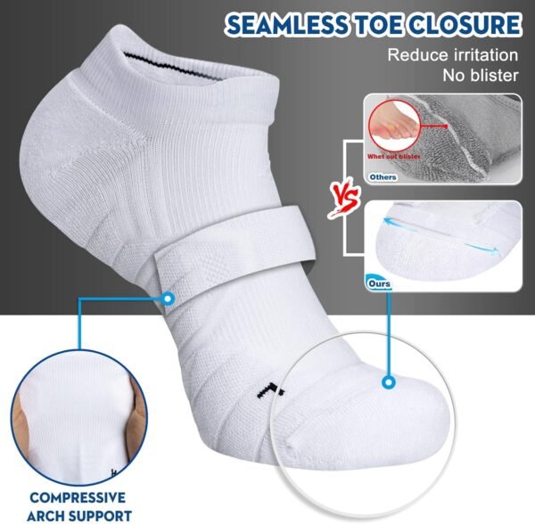 Hylaea Athletic Running Socks Cushion Padded Moisture Wicking Low Cut - Image 3
