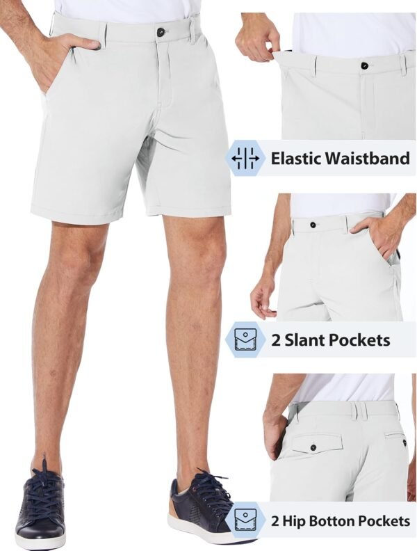 PULI Men's Golf Shorts Dress Flat Front Hybrid 7 Inch Stretch Lightweight Quick Dry Chino Casual with Pockets - Image 2