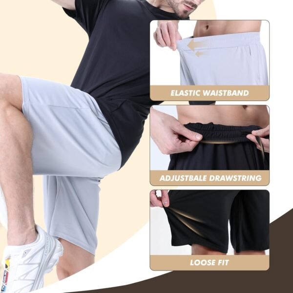 7 Pack Mens Athletic Shorts - Gym Basketball Running Workout Quick Dry Black Shorts with Pockets for Casual Performance - Image 4