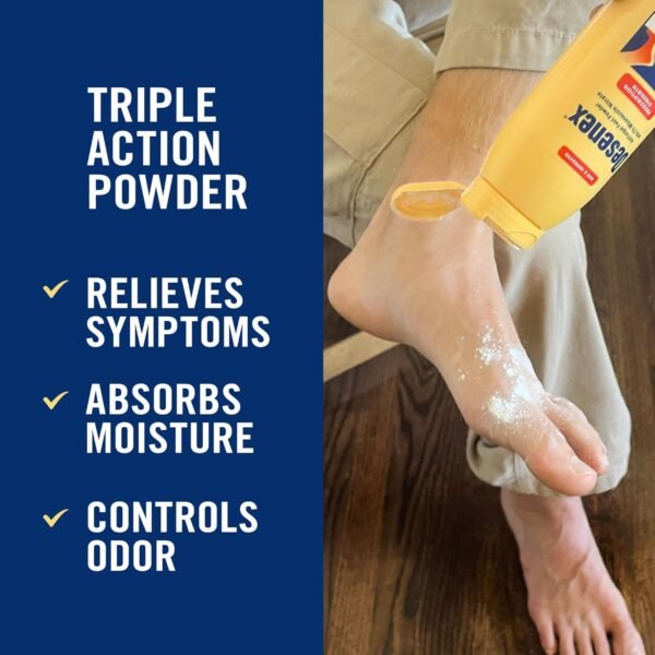 Desenex Anti-Fungal Foot Powder, Cures Most Athlete’s Foot, 2% Miconazole Nitrate, Helps Relieve Itching, Burning & Scaling, Attacks & Absorbs Moisture, All-Day Odor Control for Fresh Feet, 3oz Bottle - Image 3
