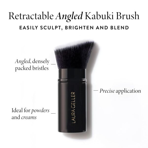 LAURA GELLER NEW YORK Retractable Black Kabuki Brush for Liquid, Cream and Powder Face Makeup With Aluminum Handle - Image 2