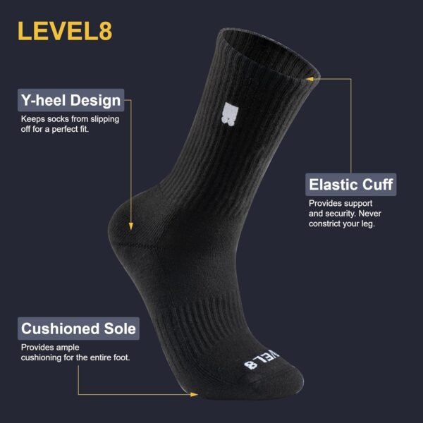 LEVEL8 Mens Work Crew Socks, Comfy Mid Calf Dress Socks, Moisture Wicking, Running and Exercise, 6 Pairs - Image 3