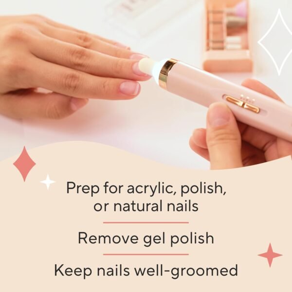 Finishing Touch Flawless Salon Nails Kit, Electronic Nail File and Full Manicure and Pedicure Tool - Image 4