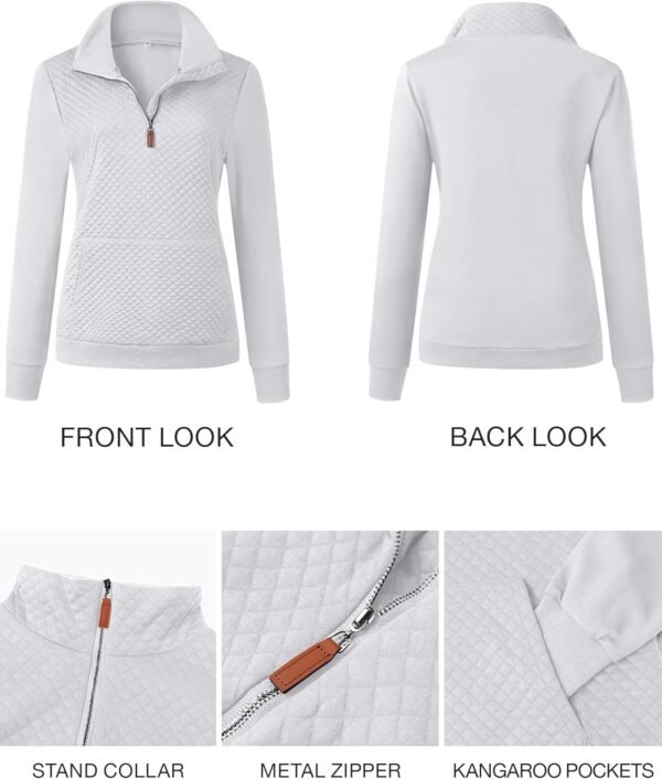 BTFBM Women Fashion Quilted Pattern Lightweight Zipper Long Sleeve Plain Casual Ladies Sweatshirts Pullovers Shirts Tops - Image 5