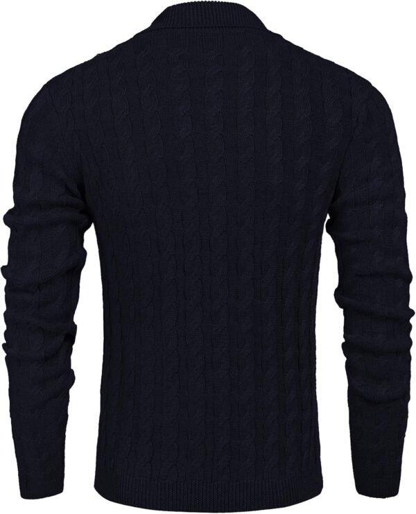 COOFANDY Men's Shawl Collar Pullover Sweater Slim Fit Casual Button Cable Knit Sweaters - Image 3