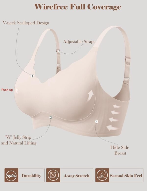 Adisputent Womens Push Up Bra No Underwire Scalloped Seamless Bralettes Comfortable Full Coverage Everyday Bras - Image 7