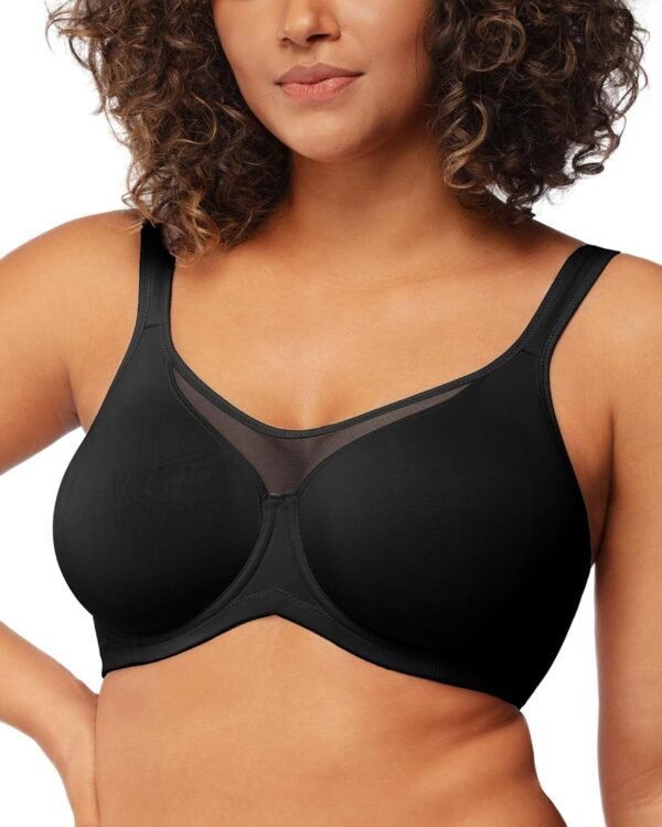 HSIA Minimizer Bras for Women Plus Size, Full Coverage T-Shirt Unlined Bra with Underwire & Wide Strap for Heavy Breast