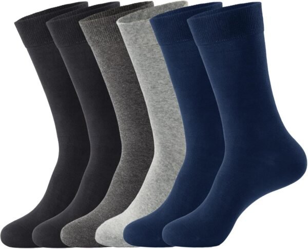J-BOX Men's Cotton Dress Socks, Athletic Crew Socks for Men, Classic Plain Colors, 3-6-8 Pairs