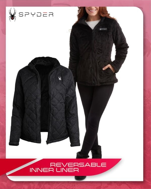 Spyder Women's Snow Ski Jacket - 3 Looks in 1 Insulated Puffer to Sherpa Fur Reversible Inner Winter Jackets for Women (S-XL) - Image 4