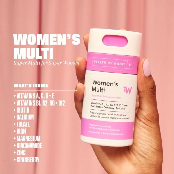 Health by Habit Womens Multi Supplement 2 Pack (120 Capsules) - 23 Essential Vitamins and Minerals, Supports General Health & Wellness, Non-GMO, Sugar Free (2 Pack) - Image 3