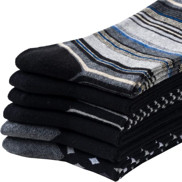 Mens Dress Socks Cotton Colorful Striped Patterned Socks for Men Women Solid Lightweight Breathable 6 Pack - Image 3