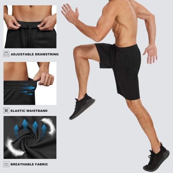 Men's Athletic Shorts with Pockets and Elastic Waistband Quick Dry Activewear Workout Shorts for Men - Image 2