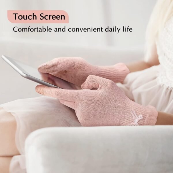 Evridwear Beauty Cotton Gloves with Touchscreen Fingers for SPA, Eczema, Dry Hands, Hand Care, Day and Night Moisturizing, (2 Pair S/M, Feather Weight Pink Color) - Image 5