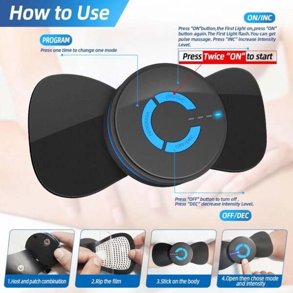 Mini Massager,Rechargeable Intelligent TENS Unit Muscle Stimulator for Pain Relief - FSA or HSA Eligible Deep Tissue EMS Massager Management for Back, Neck, Arm Electronic Pulse Machine - Image 5