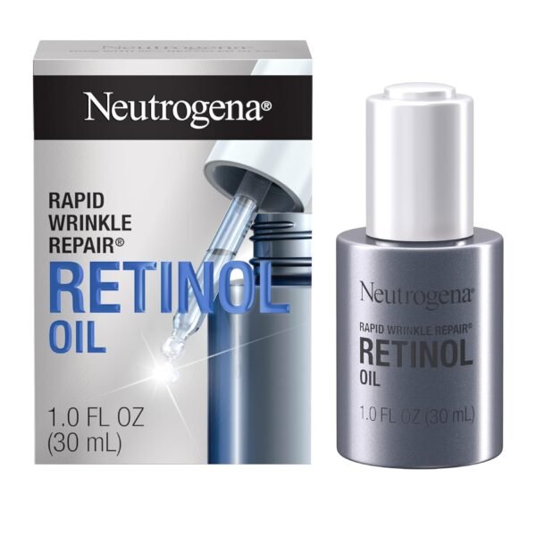 Neutrogena Retinol Face Oil .3% Concentrated, Rapid Wrinkle Repair, Daily Anti-Aging Face Serum to Fight Fine Lines, Deep Wrinkles, & Dark Spots, 1.0 fl. oz