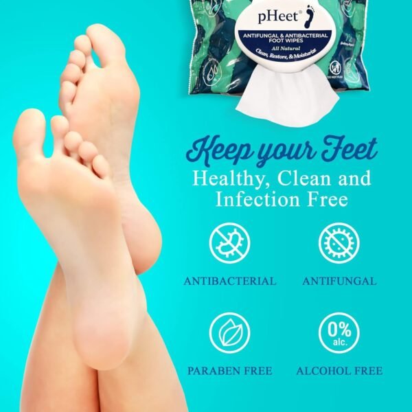 pHeet® Foot Wipes All-Natural Antifungal & Antibacterial Formula, Cleanses, Moisturizes, Prevents & Kills Athletes Foot, Toenail & Foot Fungus, Odor & Improves Dry, Cracked, Flaky & Diabetic Skin 72ct - Image 3