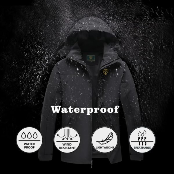 GIISAM Rain Jacket for Men, Mens Waterproof Raincoat Lightweight Rain Jackets Outdoor Rain Coat Windbreaker with Hood - Image 3
