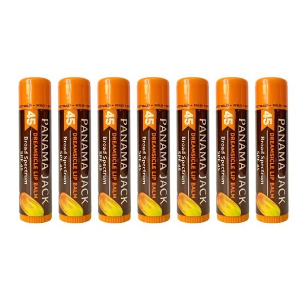 Panama Jack Sunscreen Lip Balm - SPF 45, Broad Spectrum UVA-UVB Sunscreen Protection, Prevents & Soothes Dry, Chapped Lips, Dreamsicle, Pack of 7