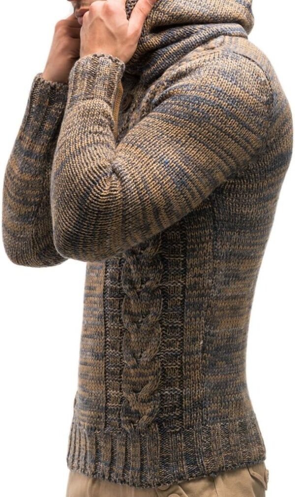 Leif Nelson Men's Knitted Sweater - Slim Pullover Sweaters for Men with Hoodie - Image 4