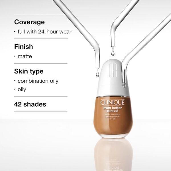 Clinique Even Better Clinical Serum Full Coverage Hydrating Foundation Broad Spectrum SPF 25 With Vitamin C, Salicylic Acid + Hyaluronic Acid For Oily Skin Types - Image 5