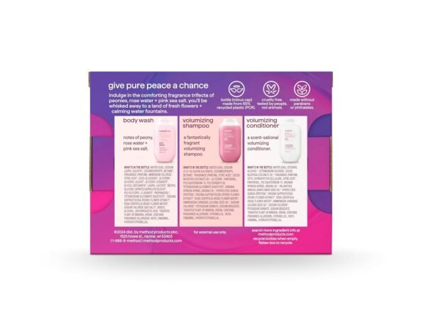 Method Body Wash and Hair Care Gift Set, Pure Peace, 3.4 oz Travel Size Bottles - Image 2