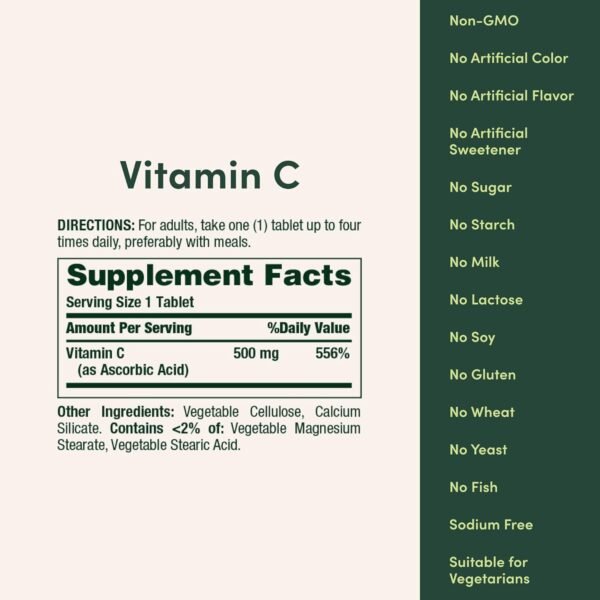 Nature’s Bounty Vitamin C, Supports a Healthy Immune System, Vitamin Supplement, 500mg, 250 Tablets - Image 5